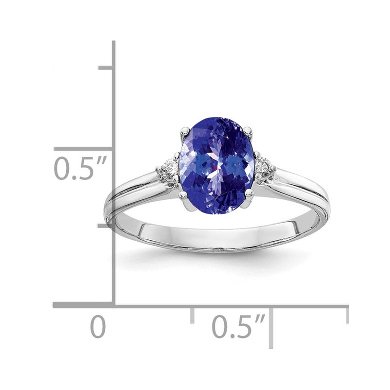 14k White Gold 8x6mm Oval Tanzanite VS Diamond ring