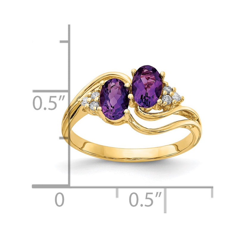 14k Yellow Gold 6x4mm Oval Amethyst Checker AA Diamond ring