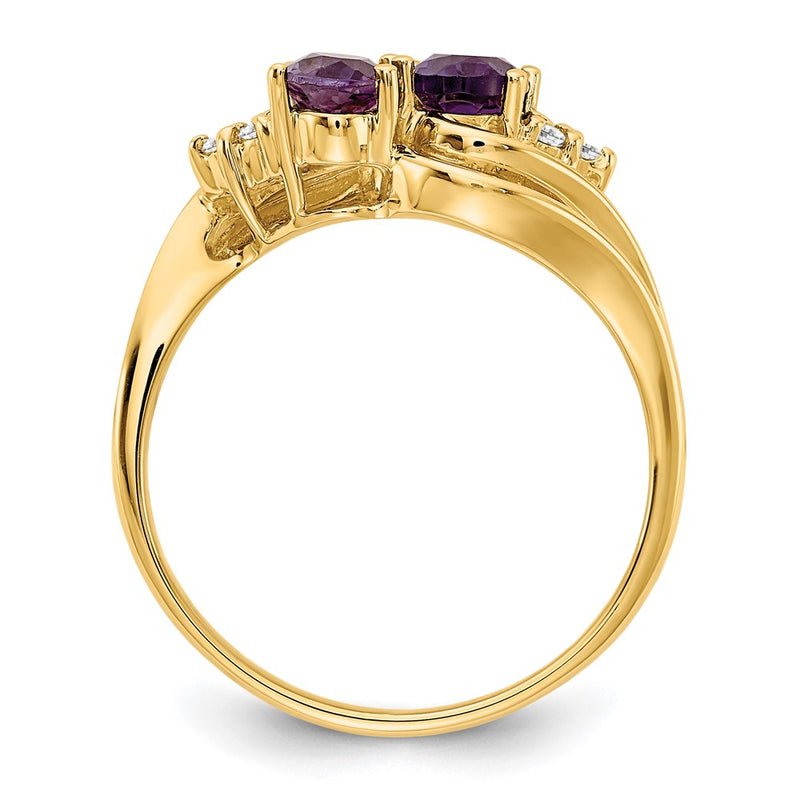 14K Yellow Gold 6x4mm Oval Amethyst A Real Diamond ring