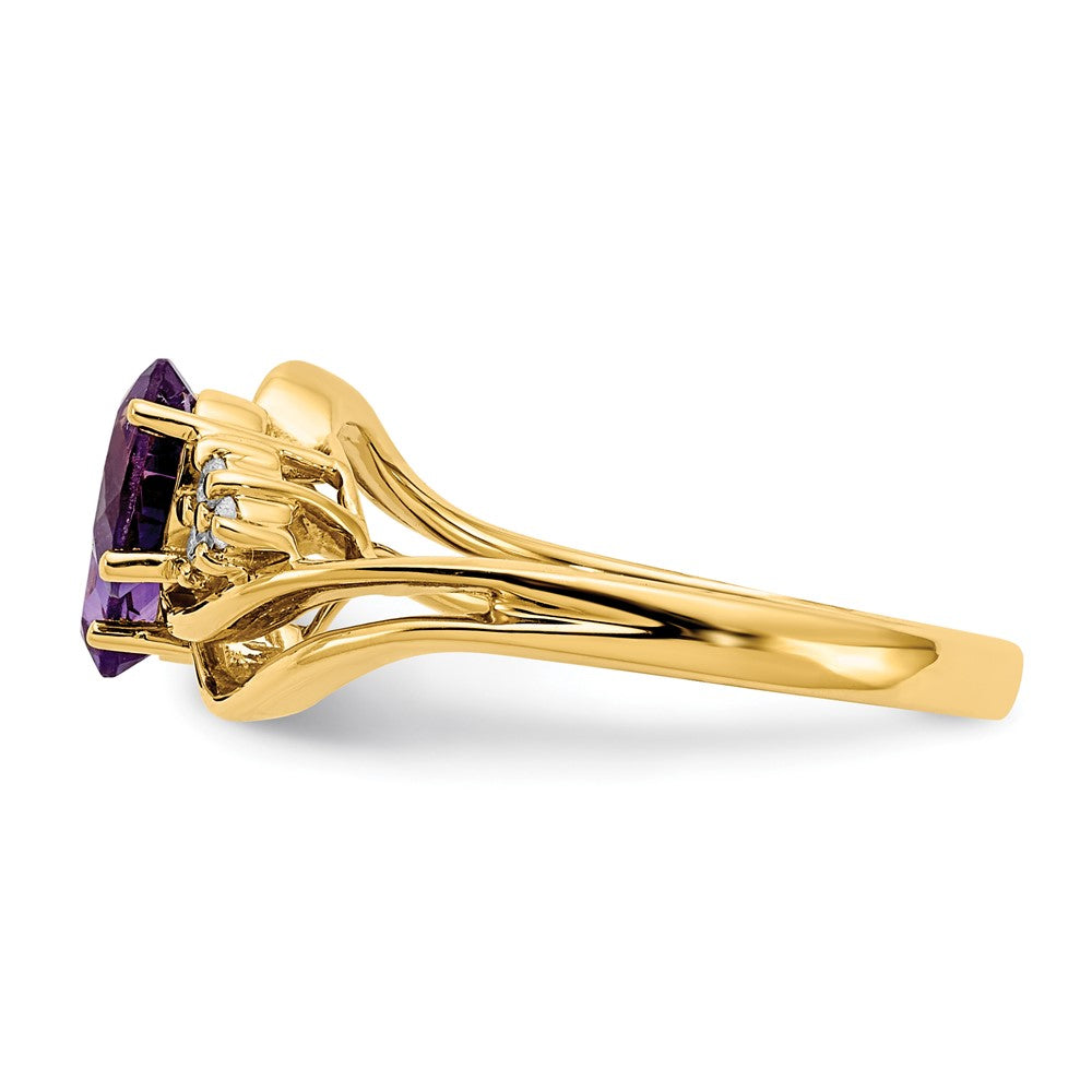 14k Yellow Gold 6x4mm Oval Amethyst AAA Diamond ring