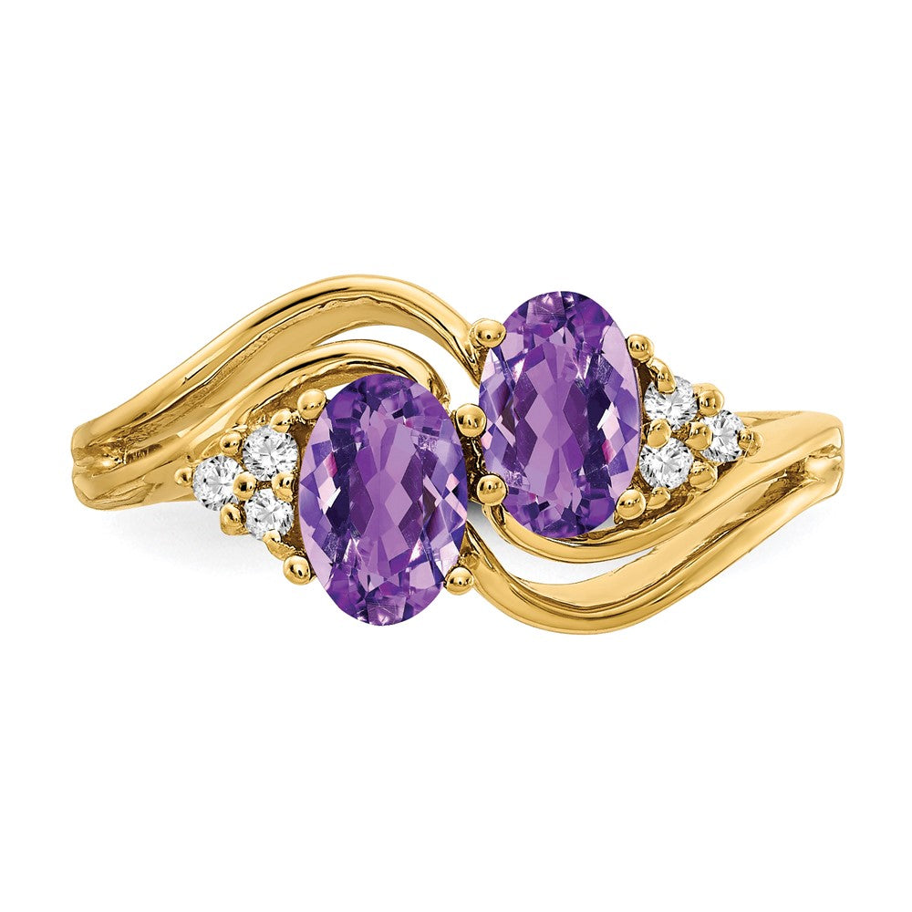 14k Yellow Gold 6x4mm Oval Amethyst AAA Diamond ring