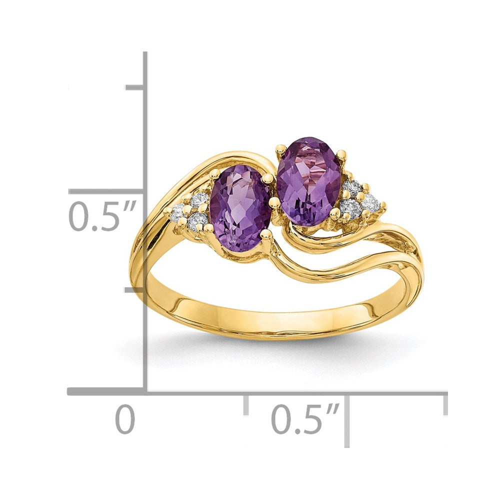 14k Yellow Gold 6x4mm Oval Amethyst VS Diamond ring