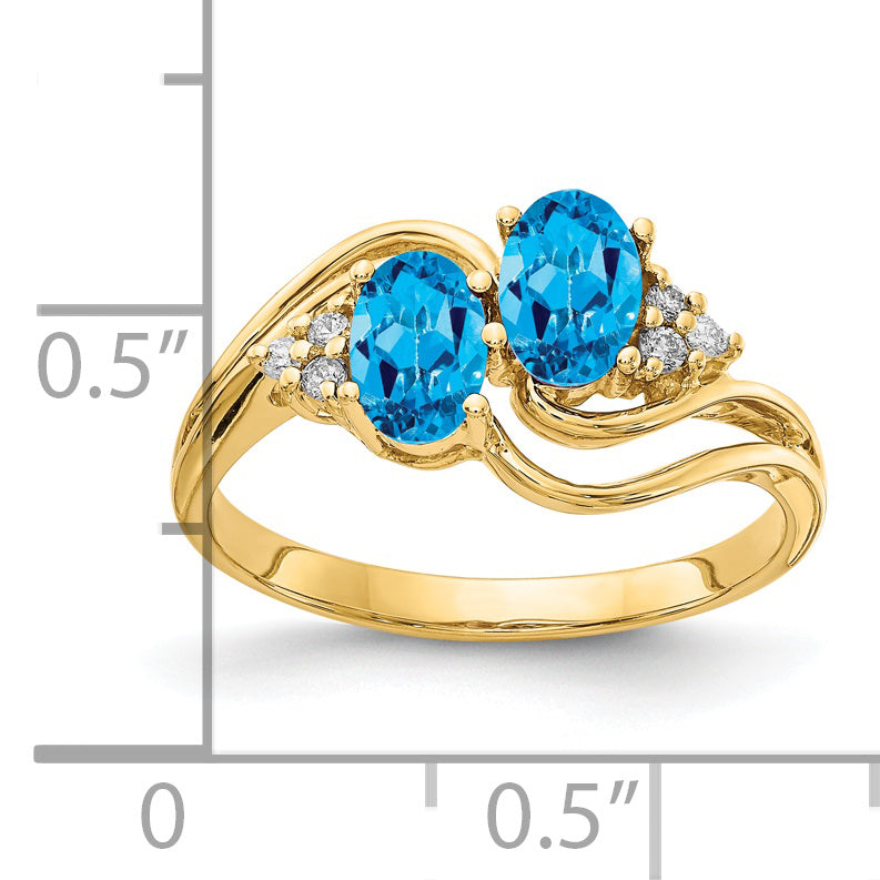 14K Yellow Gold 6x4mm Oval Blue Topaz A Real Diamond ring