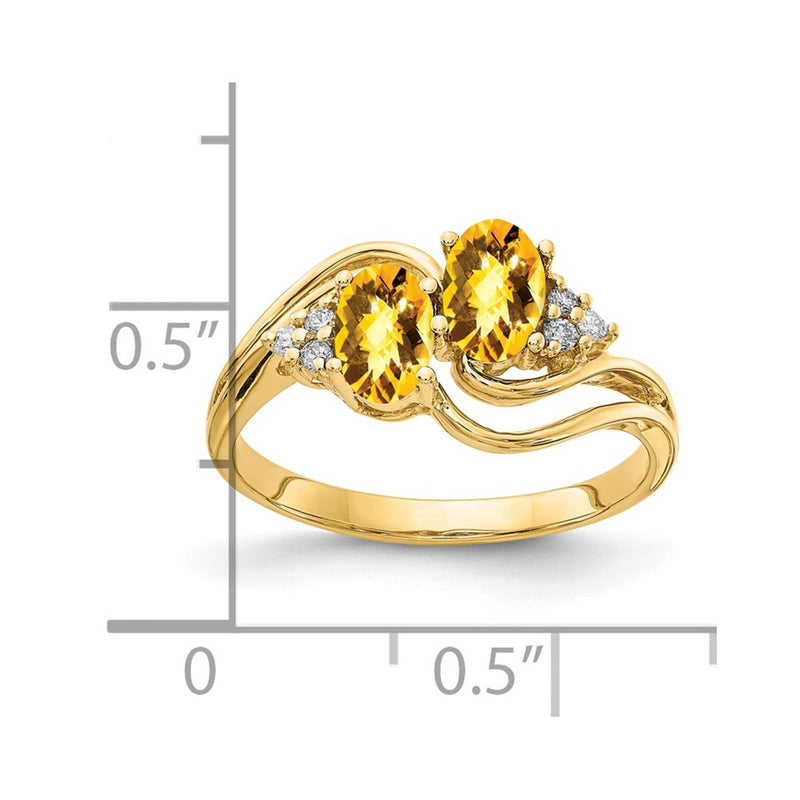 14k Yellow Gold 6x4mm Oval Citrine Checker AA Diamond ring