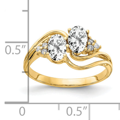 14k Yellow Gold 6x4mm Oval Cubic Zirconia AA Diamond ring