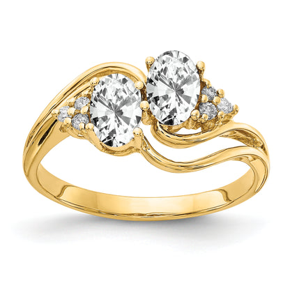 14k Yellow Gold 6x4mm Oval Cubic Zirconia AAA Diamond ring