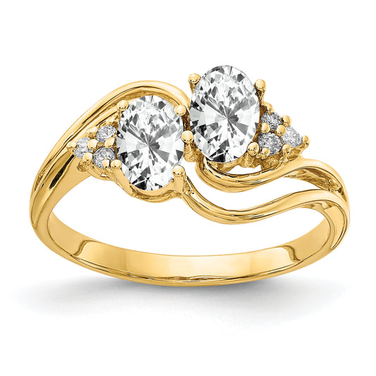 14k Yellow Gold 6x4mm Oval Cubic Zirconia AAA Diamond ring