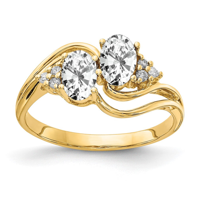 14k Yellow Gold 6x4mm Oval Cubic Zirconia AA Diamond ring