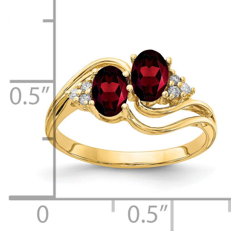 14K Yellow Gold 6x4mm Oval Garnet A Real Diamond ring