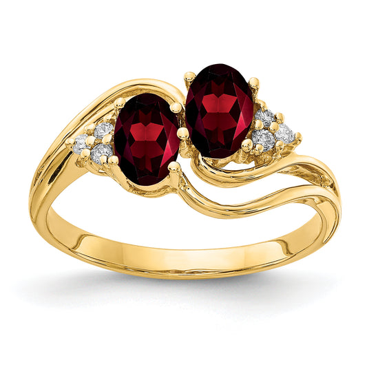 14K Yellow Gold 6x4mm Oval Garnet A Real Diamond ring