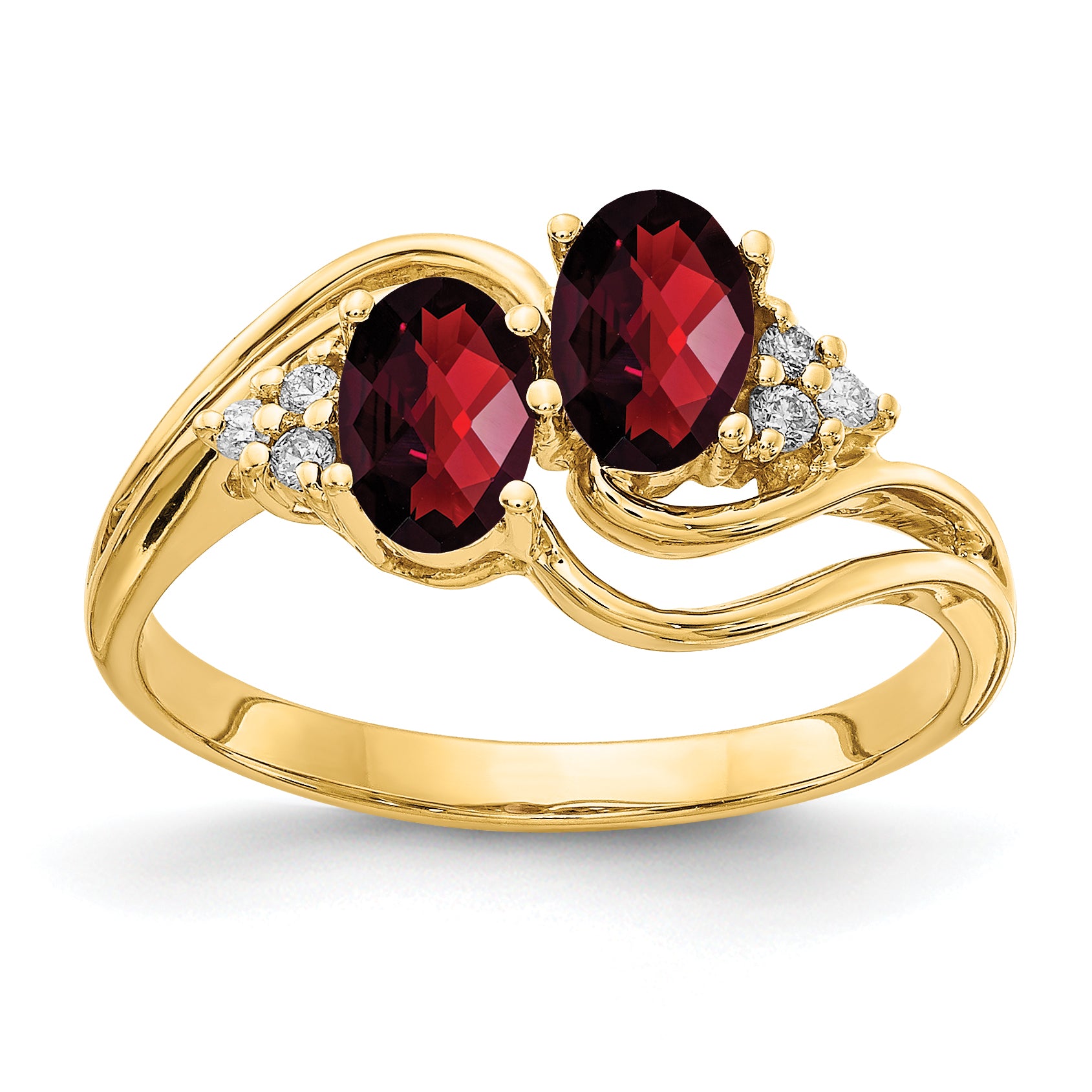 14K Yellow Gold 6x4mm Oval Garnet Checker A Real Diamond ring