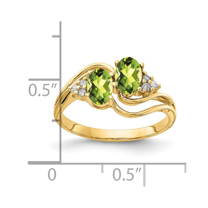 14k Yellow Gold 6x4mm Oval Peridot AA Diamond ring