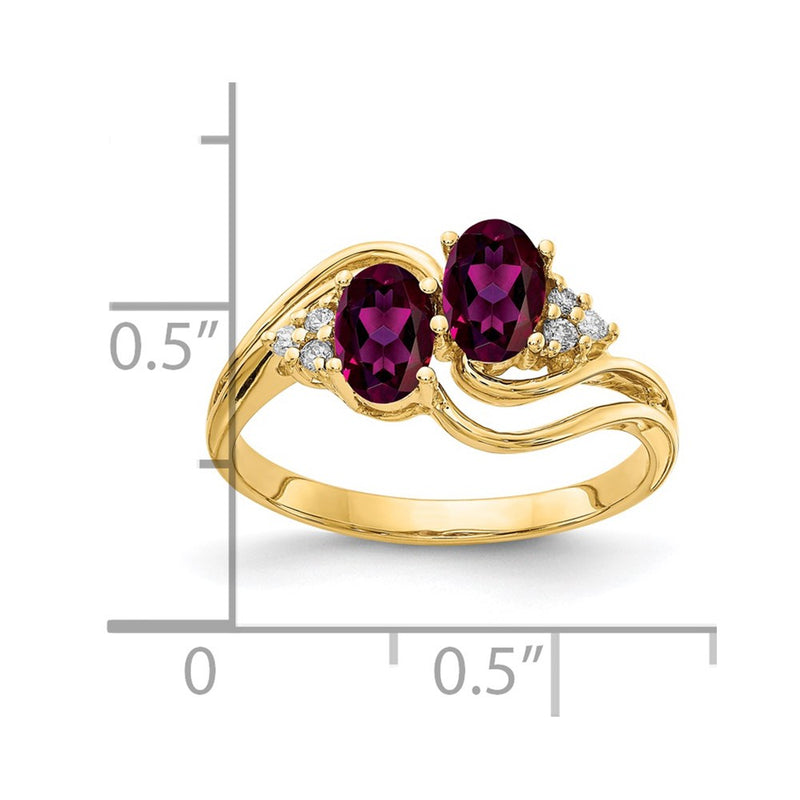 14k Yellow Gold 6x4mm Oval Rhodolite Garnet VS Diamond ring