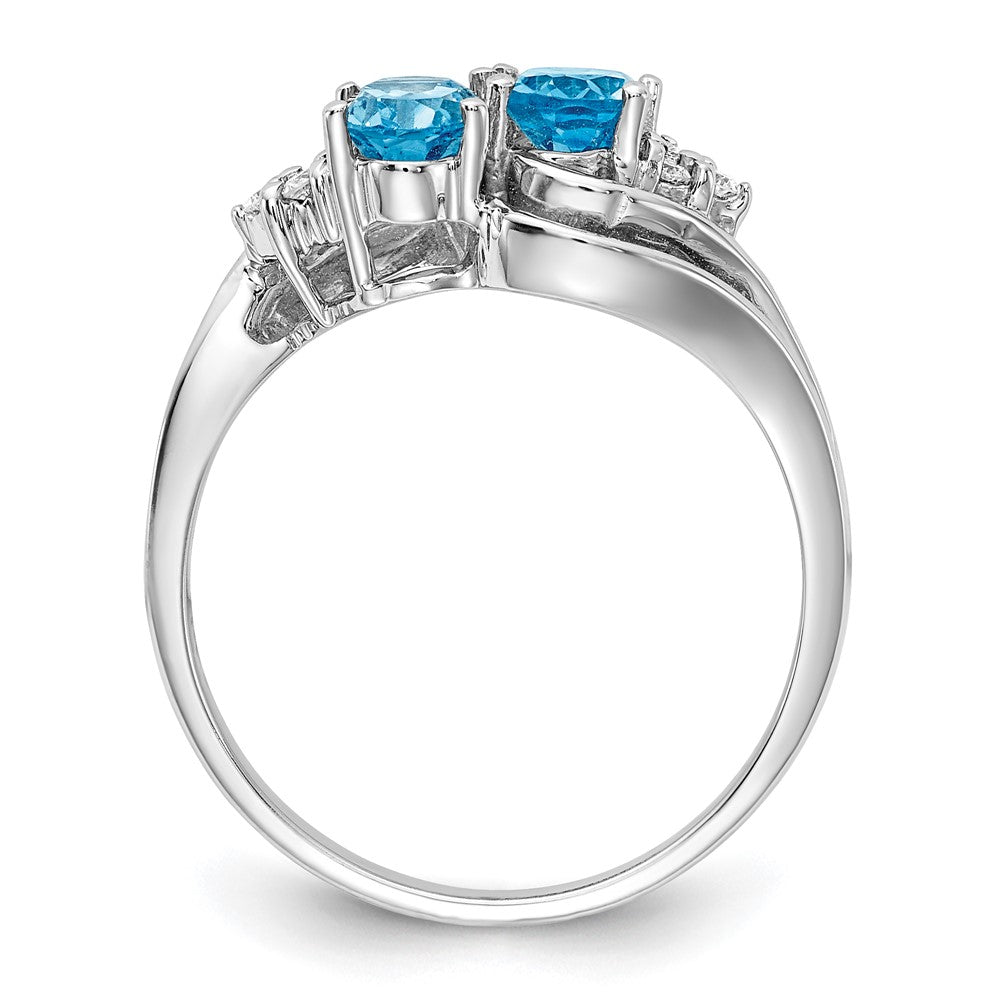14k White Gold 6x4mm Oval Blue Topaz A Real Diamond ring