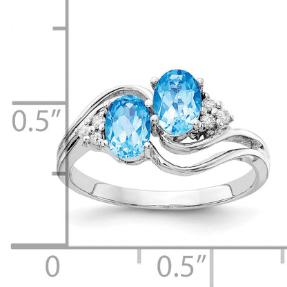 14k White Gold 6x4mm Oval Blue Topaz A Real Diamond ring