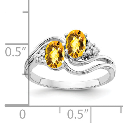 14k White Gold 6x4mm Oval Citrine Checker A Real Diamond ring