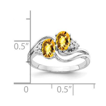 14k White Gold 6x4mm Oval Citrine Checker A Real Diamond ring