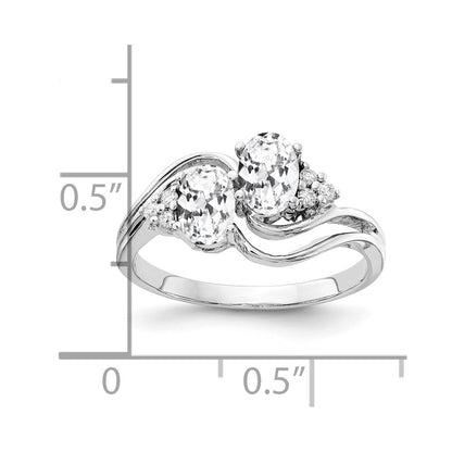 14k White Gold 6x4mm Oval Cubic Zirconia VS Diamond ring
