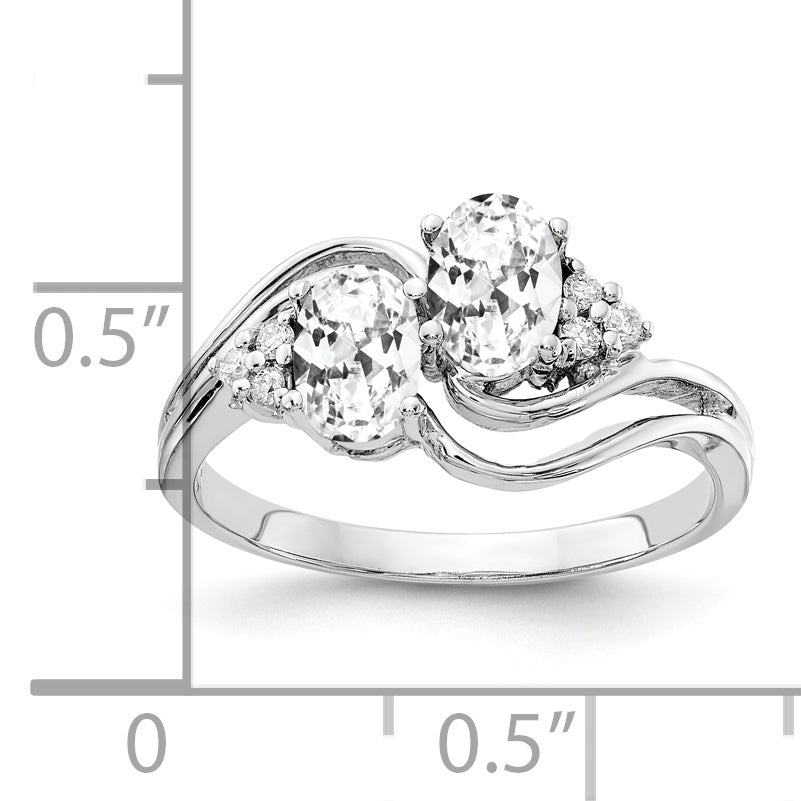 14k White Gold 6x4mm Oval Cubic Zirconia AAA Diamond ring