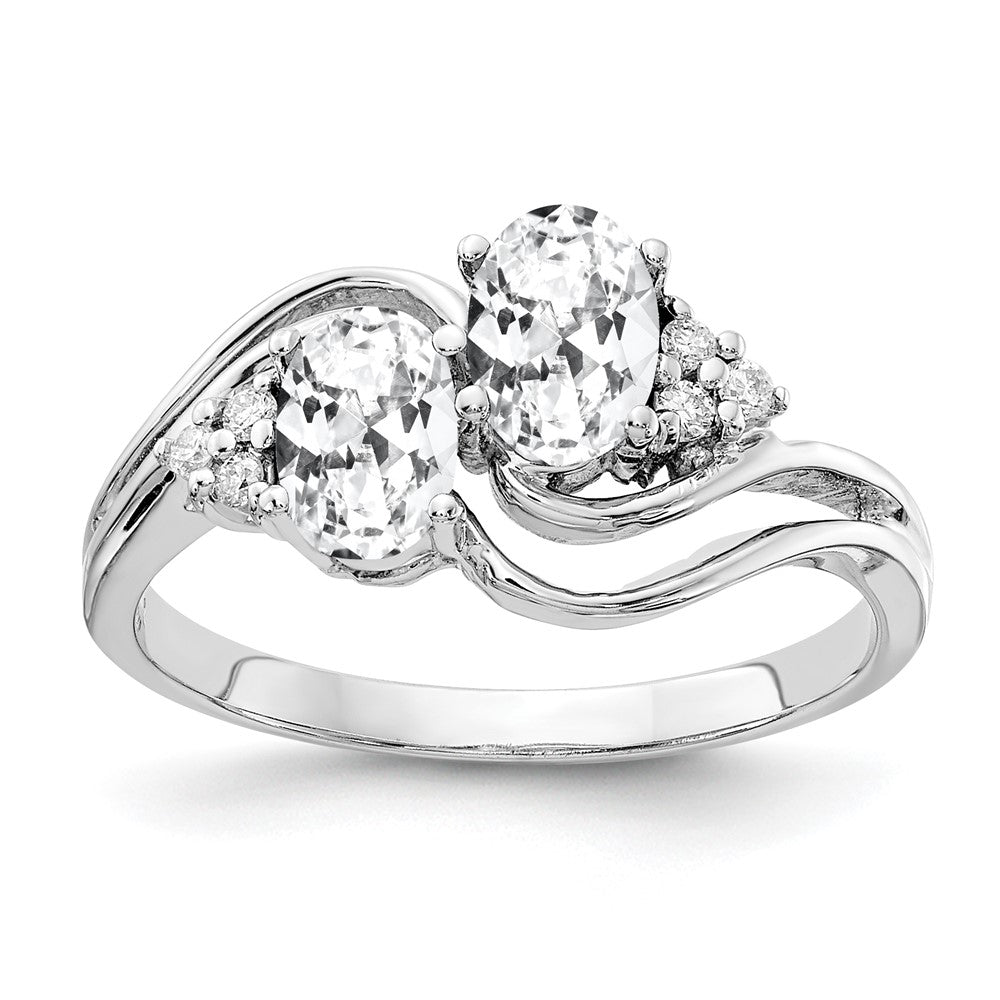 14k White Gold 6x4mm Oval Cubic Zirconia AAA Diamond ring