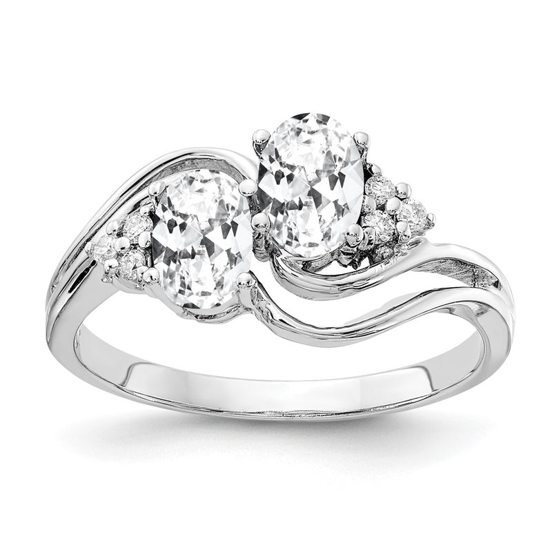 14k White Gold 6x4mm Oval Cubic Zirconia AAA Diamond ring