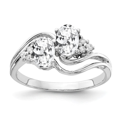 14k White Gold 6x4mm Oval Cubic Zirconia VS Diamond ring