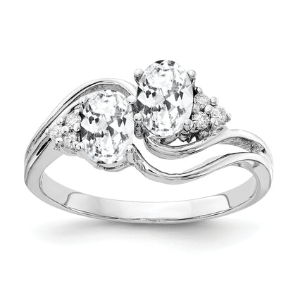 14k White Gold 6x4mm Oval Cubic Zirconia AAA Diamond ring