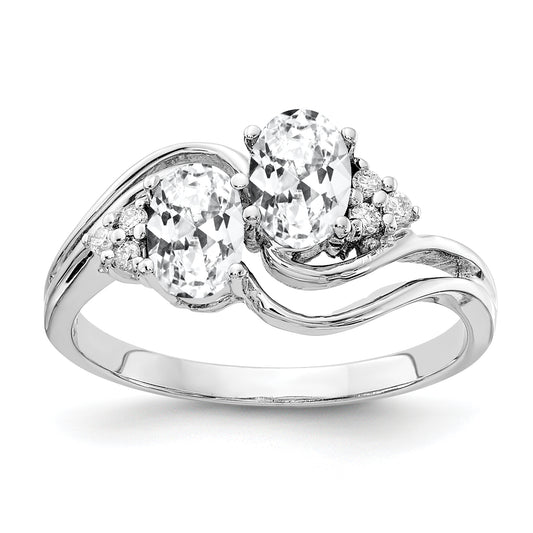 14k White Gold 6x4mm Oval Cubic Zirconia AAA Diamond ring