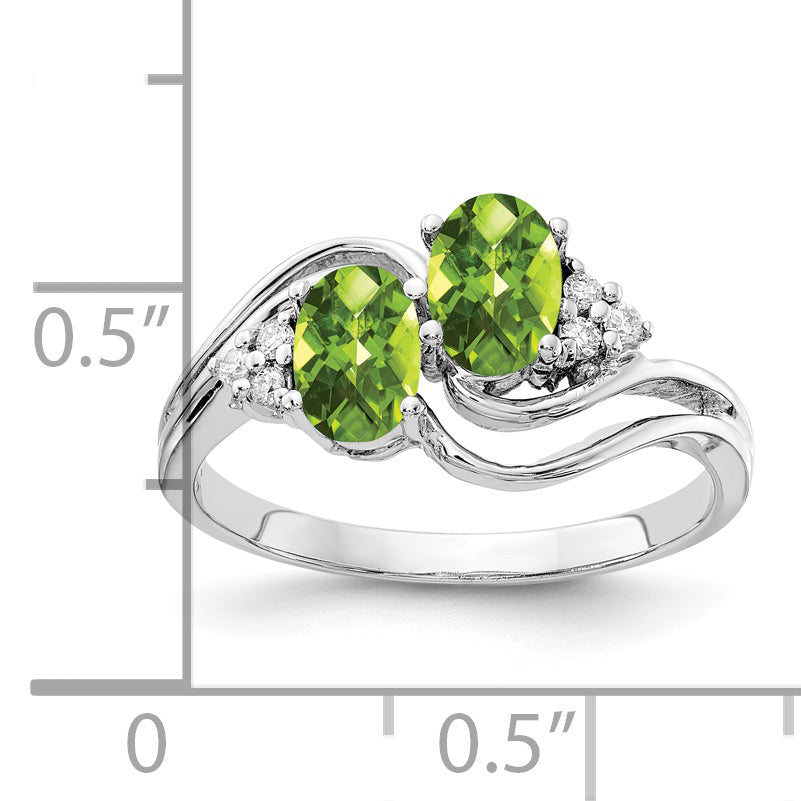 14k White Gold 6x4mm Oval Peridot Checker A Real Diamond ring