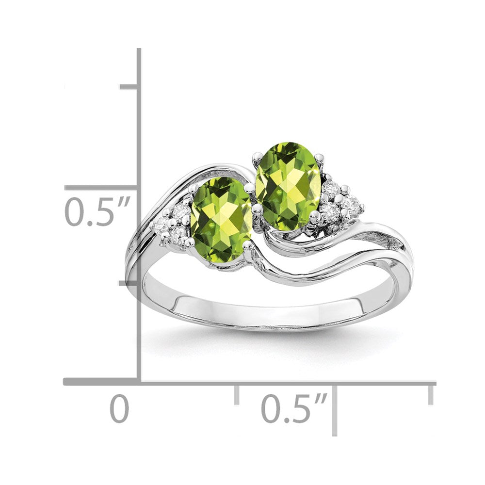 14k White Gold 6x4mm Oval Peridot VS Diamond ring