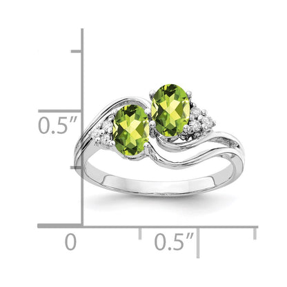14k White Gold 6x4mm Oval Peridot AAA Diamond ring