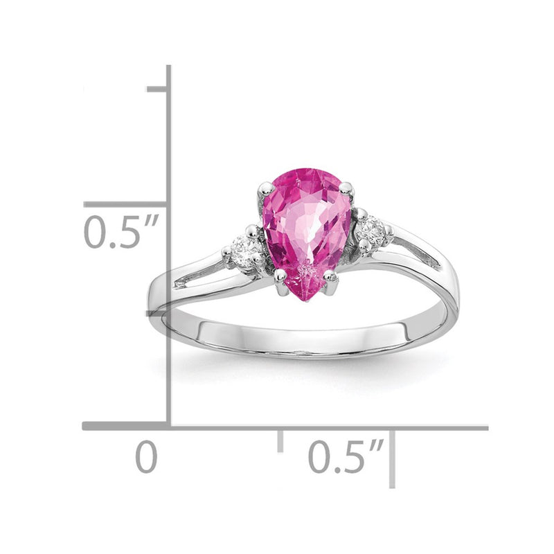 14k White Gold 7x5mm Pear Pink Sapphire AA Diamond ring
