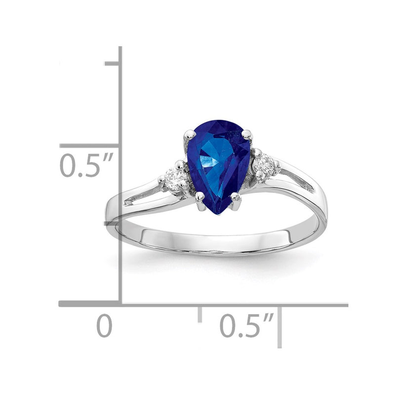 14k White Gold 7x5mm Pear Sapphire A Real Diamond ring