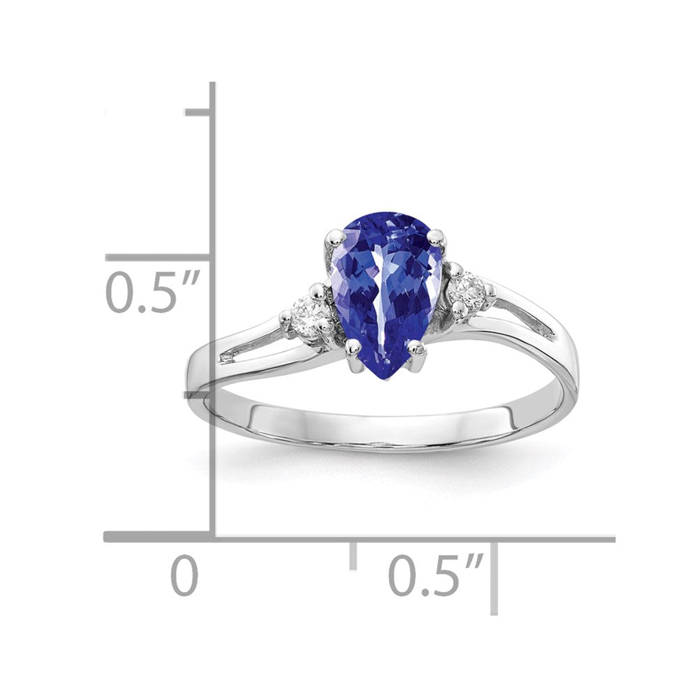 14k White Gold 7x5mm Pear Tanzanite VS Diamond ring