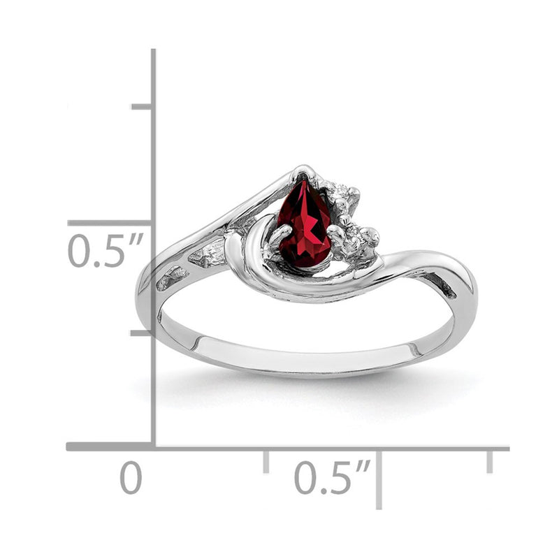 14k White Gold 5x3mm Pear Garnet VS Diamond ring