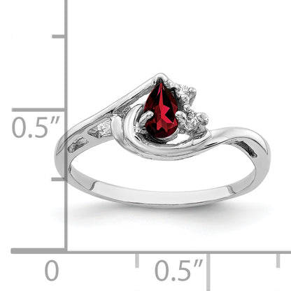 14k White Gold 5x3mm Pear Garnet A Real Diamond ring