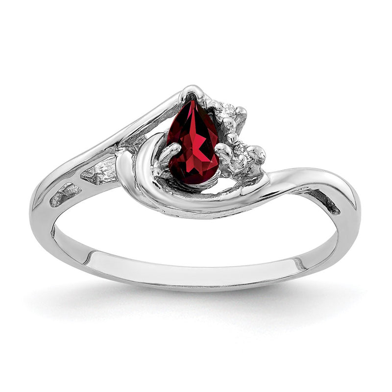 14k White Gold 5x3mm Pear Garnet A Real Diamond ring