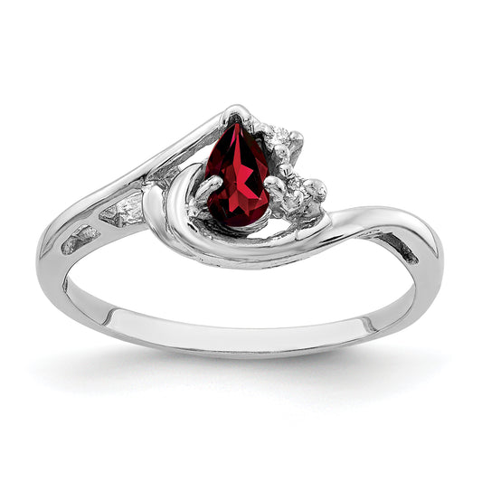 14k White Gold 5x3mm Pear Garnet A Real Diamond ring