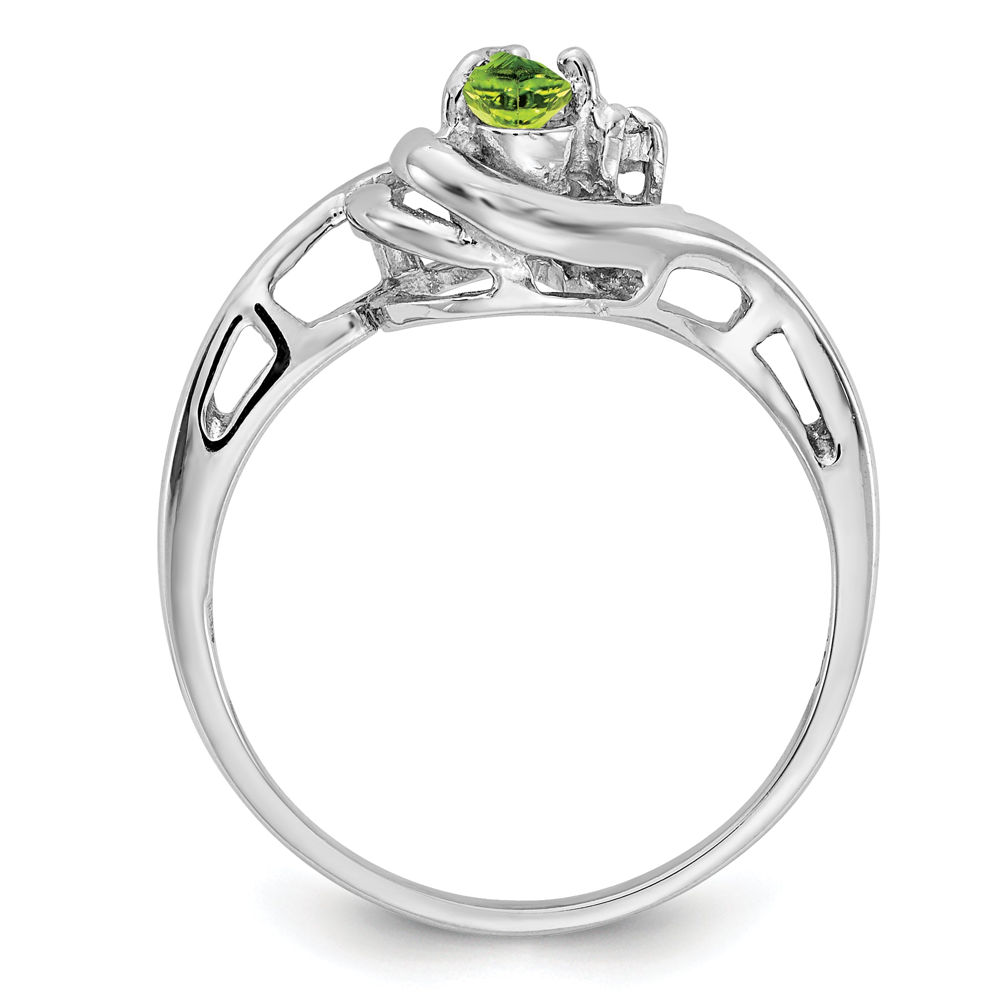 14k White Gold 5x3mm Pear Peridot VS Diamond ring