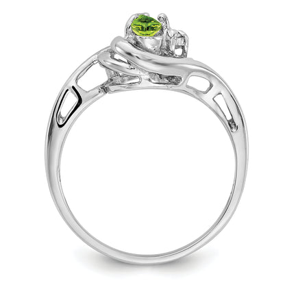 14k White Gold 5x3mm Pear Peridot VS Diamond ring