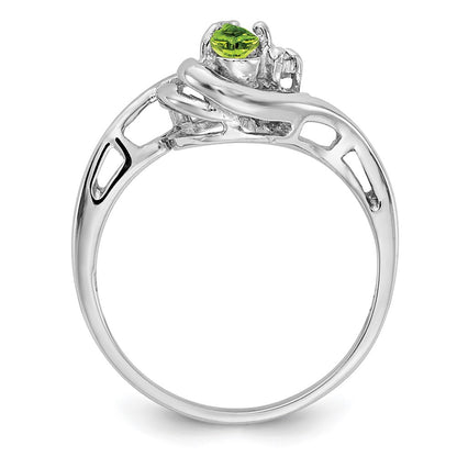 14k White Gold 5x3mm Pear Peridot VS Diamond ring