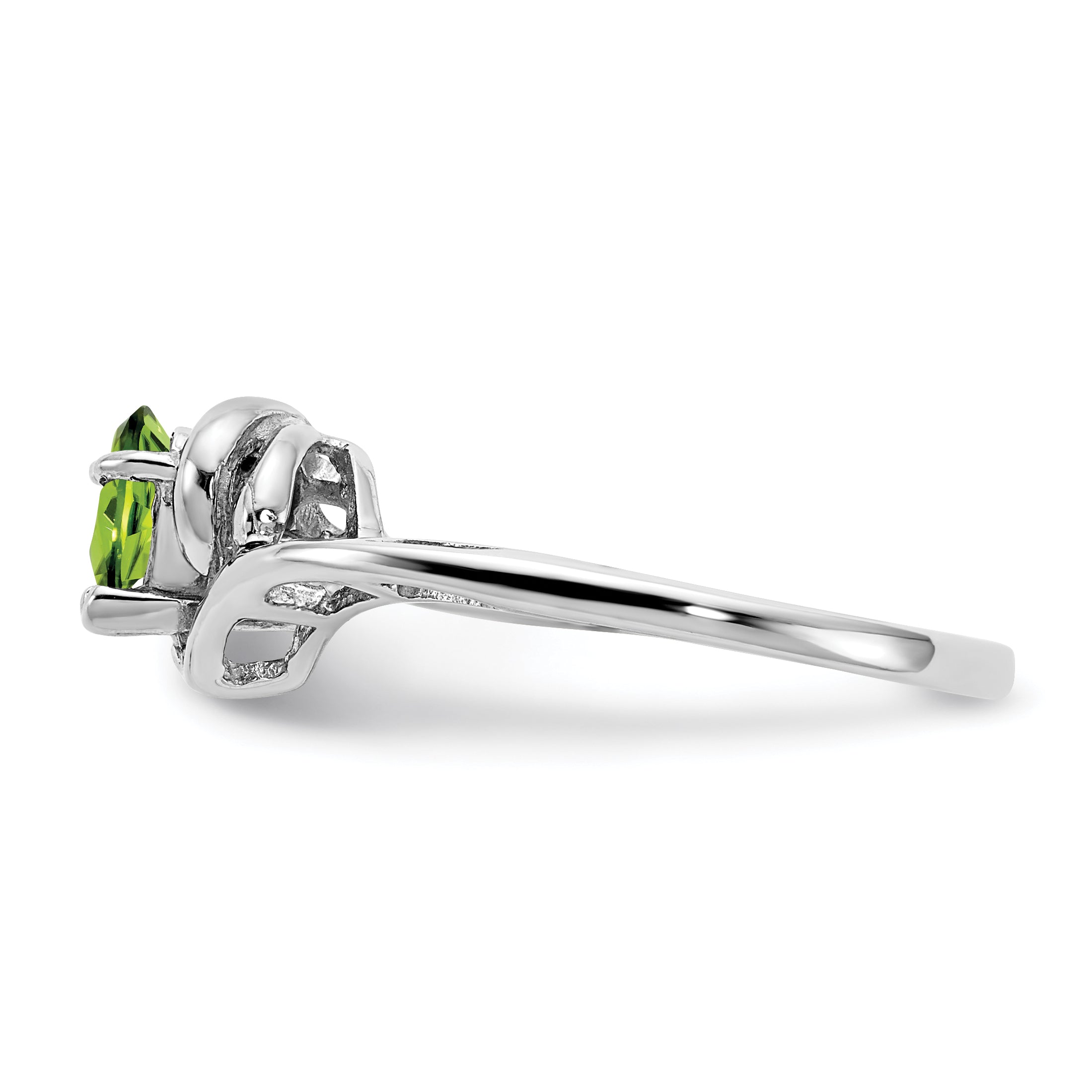 14k White Gold 5x3mm Pear Peridot VS Diamond ring
