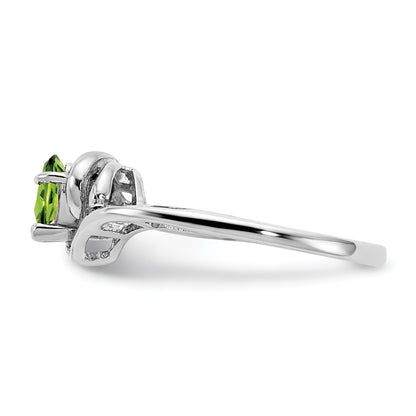 14k White Gold 5x3mm Pear Peridot VS Diamond ring