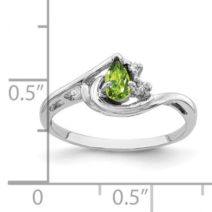 14k White Gold 5x3mm Pear Peridot VS Diamond ring
