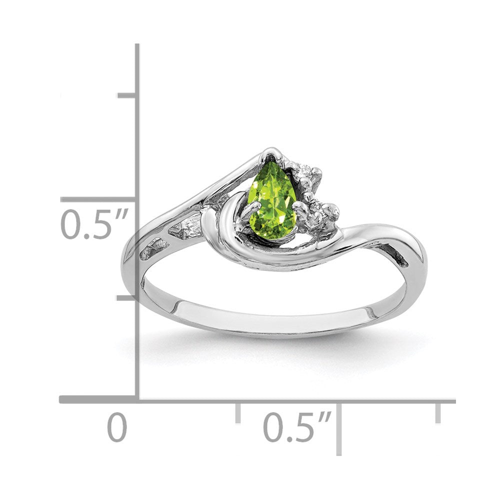 14k White Gold 5x3mm Pear Peridot VS Diamond ring