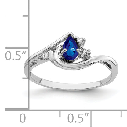 14k White Gold 5x3mm Pear Sapphire A Real Diamond ring