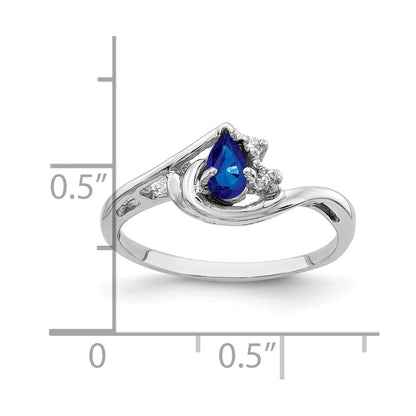 14k White Gold 5x3mm Pear Sapphire A Real Diamond ring