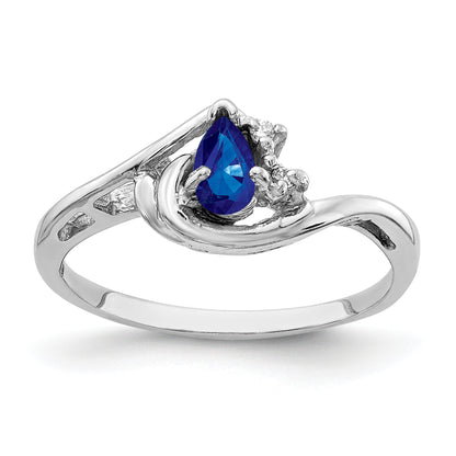 14k White Gold 5x3mm Pear Sapphire A Real Diamond ring