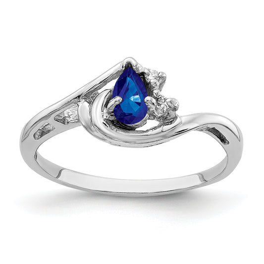 14k White Gold 5x3mm Pear Sapphire A Real Diamond ring