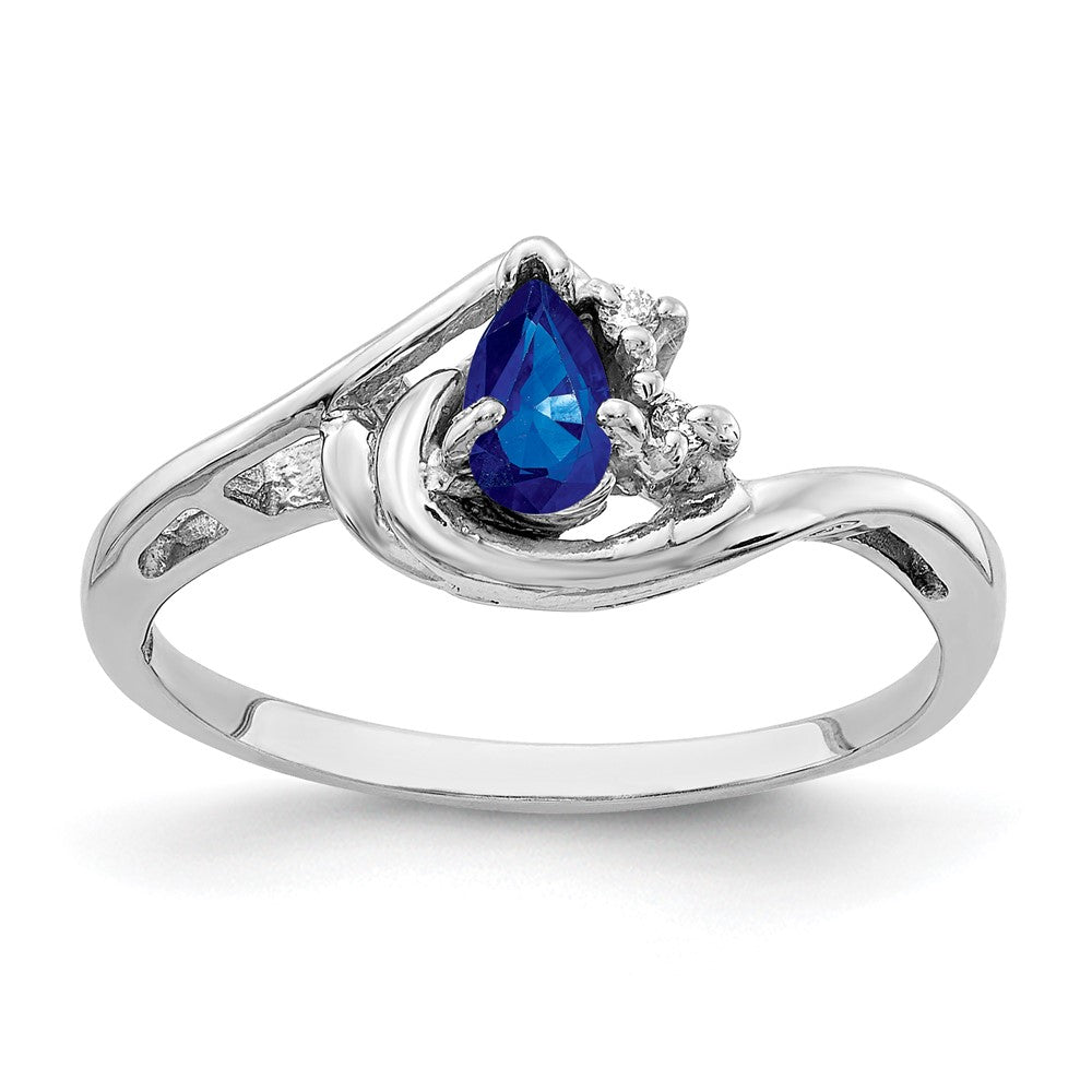 14k White Gold 5x3mm Pear Sapphire A Real Diamond ring